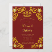 Red and Gold Royal Crown Wedding Shower Kaart (Voorkant)