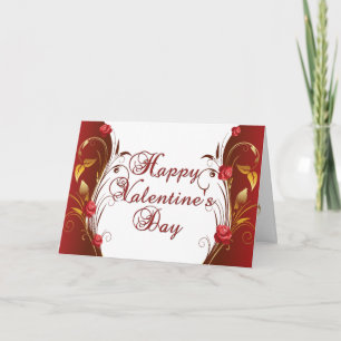 Red and Gold Rozen Valentijn Card Feestdagen Kaart
