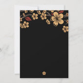 Red and Gold Sakura Cherry Blossom Wedding Kaart (Achterkant)