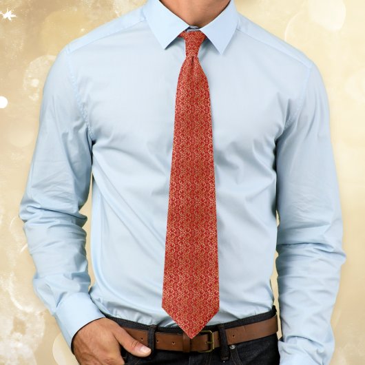 Red and Gold Scrollwork Chinese New Years Stropdas