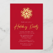 Red and Gold Simple Snowflake Holiday Party Folie Uitnodiging (Voorkant)