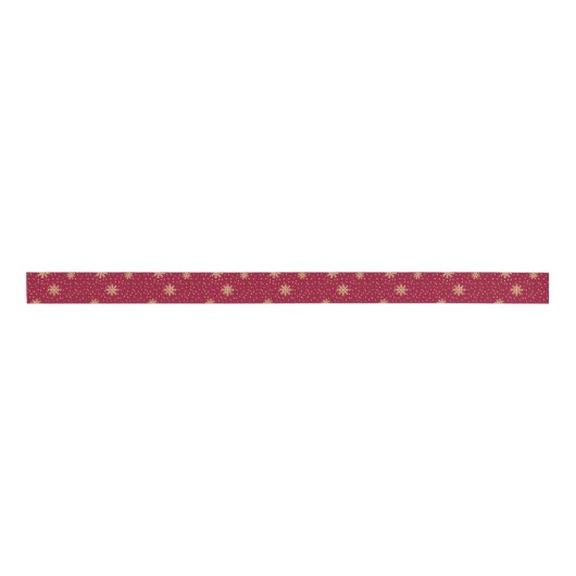 Red and Gold Snowflake Pattern Grosgrain Lint (Voorkant)
