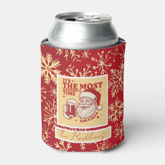 Red and Gold Snowflakes Christmas patterns Blikjeskoeler (Blikje Voorkant)