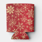 Red and Gold Snowflakes Christmas patterns Blikjeskoeler (Achterkant)