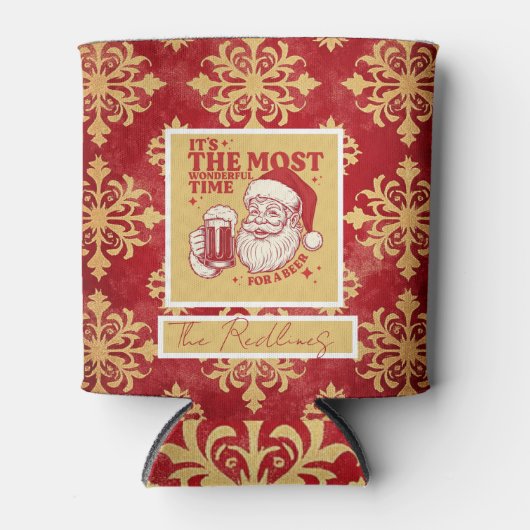 Red and Gold Snowflakes Christmas patterns Blikjeskoeler (Voorkant)