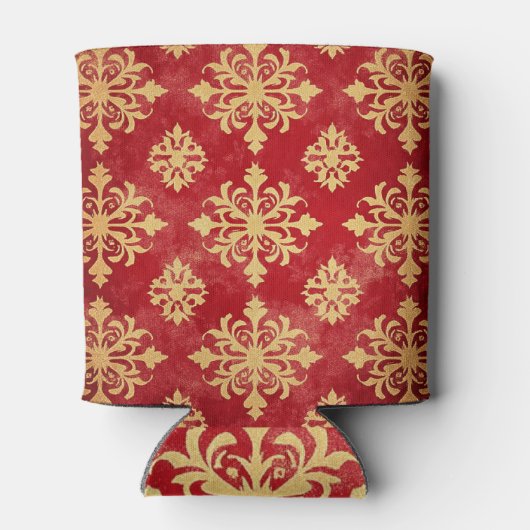 Red and Gold Snowflakes Christmas patterns Blikjeskoeler (Achterkant)