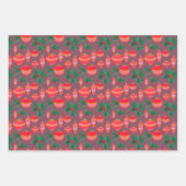 Red and Gold Striped Kerstfeestroodpatroon Inpakpapier Vel (Voorkant)