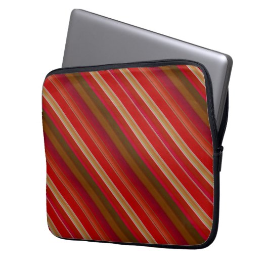 Red and Gold Stripes Laptop Sleeve (Voorkant Links)