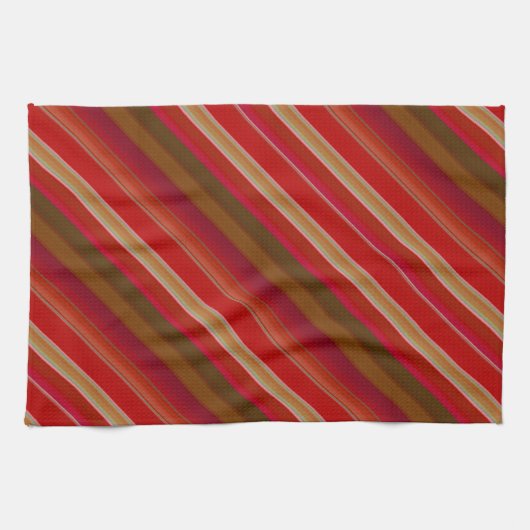 Red and Gold Stripes Theedoek (Horizontaal)