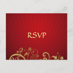 Red and Gold Swirl Post Kaart Reageer