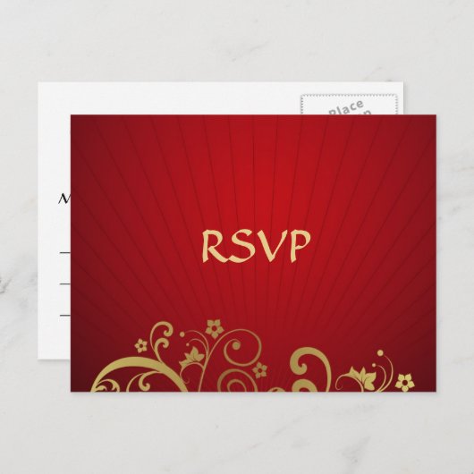 Red and Gold Swirl Post Kaart Reageer (Voorkant / Achterkant)