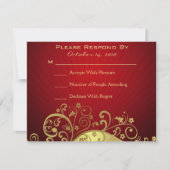 Red and Gold Swirl Reply Card RSVP Kaartje (Voorkant)