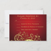 Red and Gold Swirl Reply Card RSVP Kaartje (Voorkant)