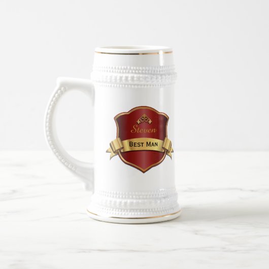 Red and Gold Tone Plaque Best Man Wedding Stein Bierpul (Links)
