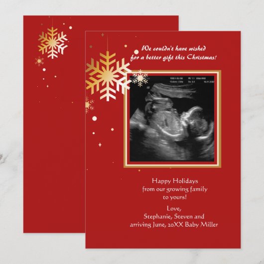 Red and Gold Ultrasound-draagkaart Feestdagenkaart (Voorkant / Achterkant)