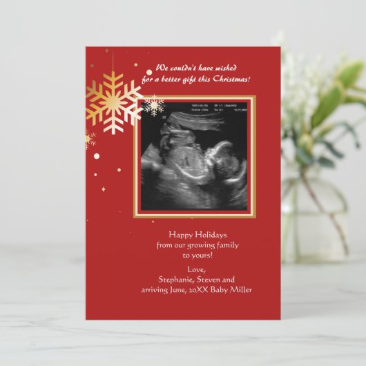 Red and Gold Ultrasound-draagkaart Feestdagenkaart (Staand voorkant)