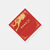 Red and Gold Year of the Horse Lunar New Year Servet (Hoek)