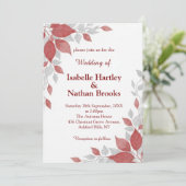 Red and Gray Fall Wedding Invitation Kaart (Staand voorkant)