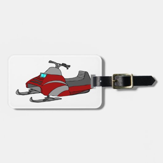 Red and Gray Snowmobile Bagagelabel (Voorkant horizontaal)