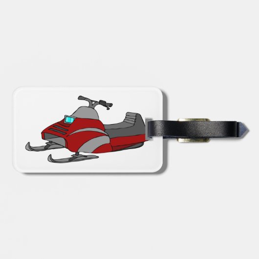 Red and Gray Snowmobile Bagagelabel (Achterkant horizontaal)