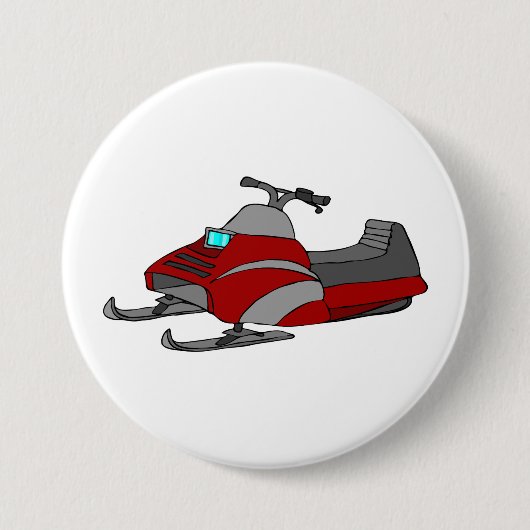 Red and Gray Snowmobile Ronde Button 7,6 Cm (Voorkant)
