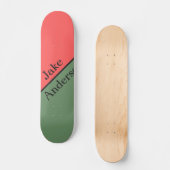 Red and Green 45 Degrees Minimalist Persoonlijk Skateboard (Voorkant)