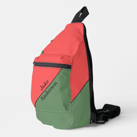 Red and Green 45 Degrees Minimalist Sling Bag (Rechterhoek)