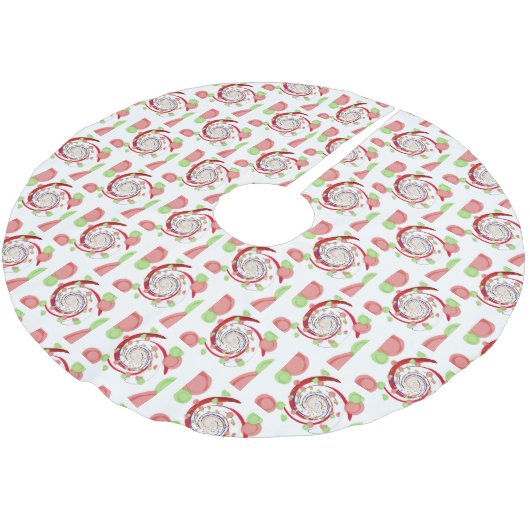 Red and Green Abstract Swirl Pattern Kerstboom Rok (Gekanteld)
