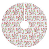Red and Green Abstract Swirl Pattern Kerstboom Rok (Voorkant)