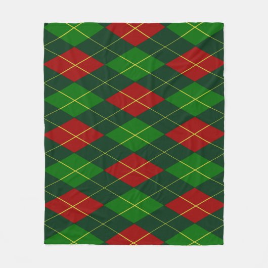 Red and Green Argyle Fleece Blanket Deken (Voorkant)