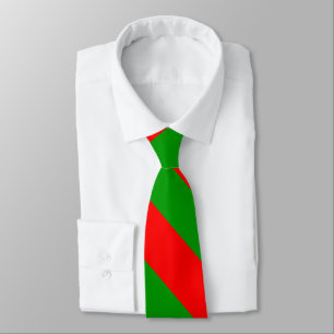 Red and Green Broad University Stripe Tie Stropdas