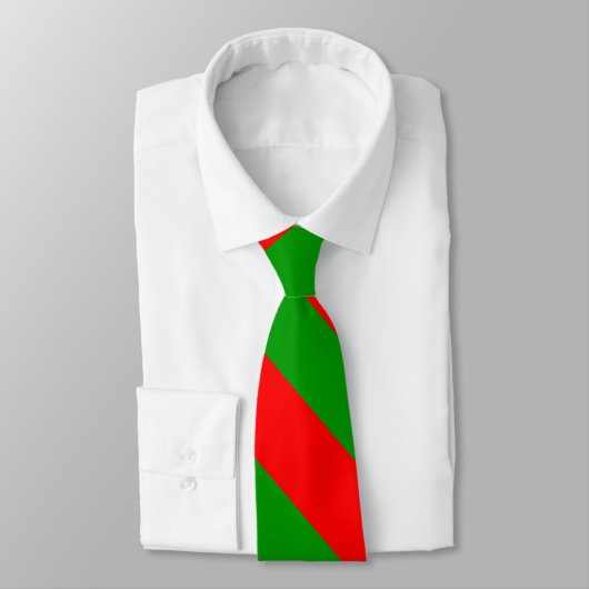 Red and Green Broad University Stripe Tie Stropdas (Gebonden)