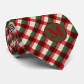 Red and Green Buffalo Plaid Christmas Neck Tie Stropdas (Opgerold)
