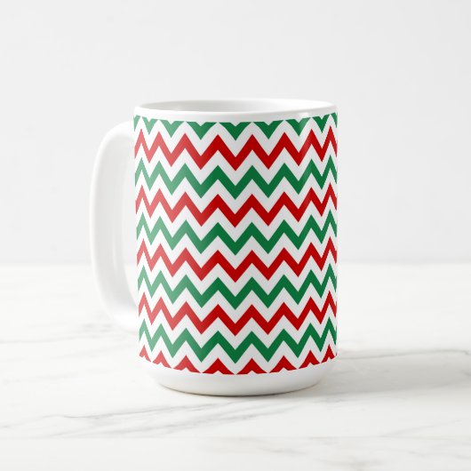 Red and Green Christmas Chevron Coffee Cup Mug Koffiemok (Voorkant links)