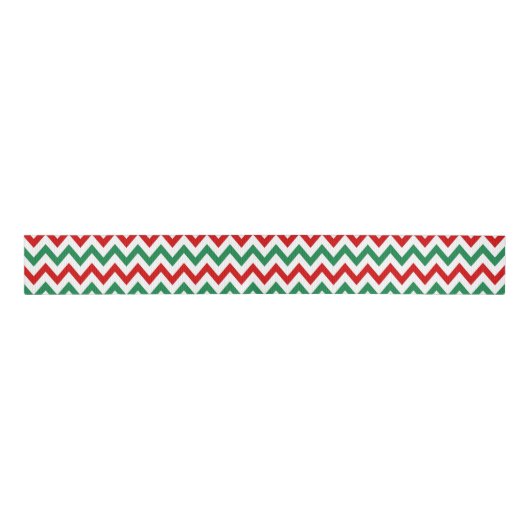 Red and Green Christmas Chevron Printed Ribbon Grosgrain Lint (Voorkant)