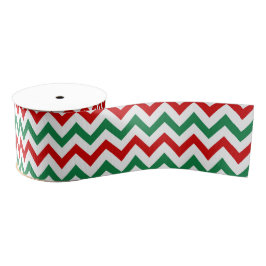 Red and Green Christmas Chevron Printed Ribbon Grosgrain Lint