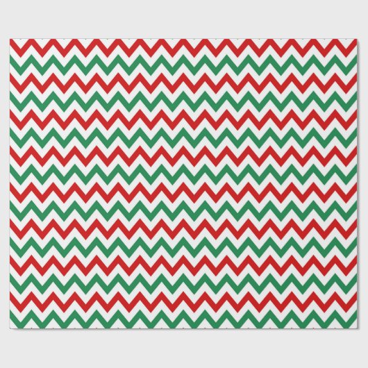 Red and Green Christmas Chevron Wrapping Paper Cadeaupapier (Vlak)