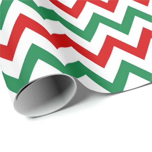 Red and Green Christmas Chevron Wrapping Paper Cadeaupapier (Rol Hoek)