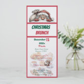 Red and Green Christmas Design Brunch Invitation Kaart (Staand voorkant)