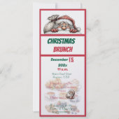 Red and Green Christmas Design Brunch Invitation Kaart (Voorkant)