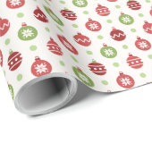 Red and Green Christmas Ornament Pattern Cadeaupapier (Rol Hoek)