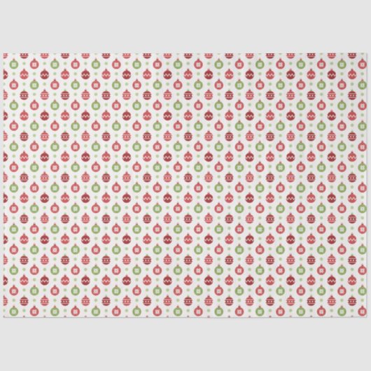 Red and Green Christmas Ornament Pattern Tissuepapier (Voorkant)