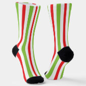 Red and Green Christmas Print Socks  Sokken (Gebogen)