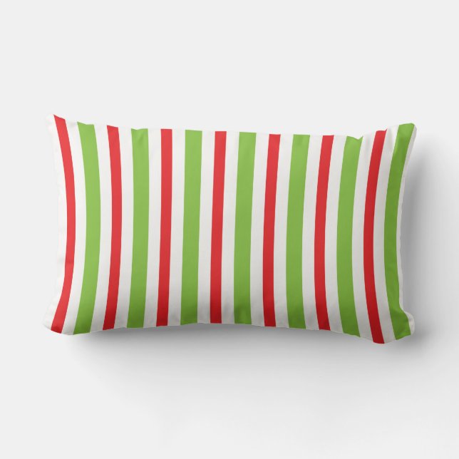 Red and Green Christmas Stripped Throw Pillow Kussen (Achterkant)