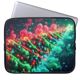 Red and Green Christmas Tree on an Electronics Bag Laptop Sleeve