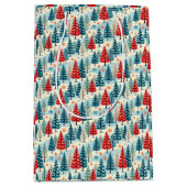 Red and Green Christmas Trees Medium Cadeauzakje (Voorkant)
