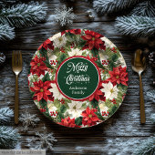 Red and Green Christmas Wreath Chic Paper Plates  Papieren Bordje