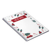 Red and Green Cute Illustrated Christmas  Notitieboek (Rechterzijde)