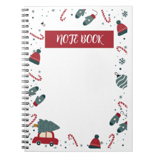 Red and Green Cute Illustrated Christmas  Notitieboek