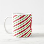 Red and Green Diagonal Pinstripes Monogram Koffiemok (Links)